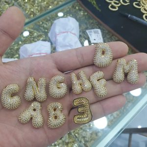 थोक मोटा प्रारंभिक नाम कस्टम लोगो बुलबुला वर्णमाला लटकन हार चंकी 18K सोना घन जिक्रोन पत्र गुब्बारा हार - Product Image 2