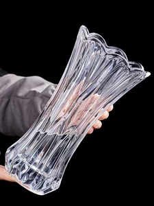 <span class=keywords><strong>Vase</strong></span> en verre cristal transparent pour fleurs, support de collection décoratif grand <span class=keywords><strong>vase</strong></span> durable en verre gaufré support de fleurs - Product Image 2
