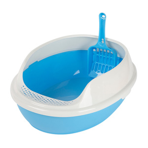 กระบะทรายแมวทรงรี สีชมพู สีฟ้า วัสดุ PP พร้อมที่ตักสำหรับแมว - Product Image 4