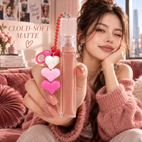 Cosmétiques véganes personnalisés, gloss à lèvres longue durée, marque privée, imperméable, non collant, rouge à lèvres liquide mat avec porte-clés
