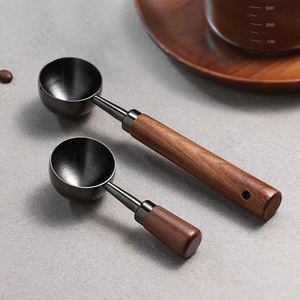Cuillère en acier inoxydable 304 de 15 ml/30 ml avec manche en bois de noyer pour la cuisine, la pâtisserie, la préparation du café, outils de mesure - Product Image 3