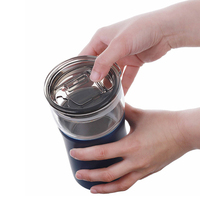 Bouteille d'eau isolée en verre borosilicate avec manchon en acier inoxydable, tasse à café thermique au design élégant pour la maison, le bureau et les voyages
