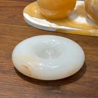 SAIDKOCC Naturel Crème Blanc Onyx Fraise Beignet Petit Plateau Polonais pour Servir Des Aliments Table Basse Ornement Bougeoir