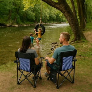 Silla de Camping Portátil de Doble Zona Refrigerada, Sistema de Circulación de Agua, Batería Recargable por USB, Brazos Acolchados, Portavasos, Silla para Exteriores - Product Image 6