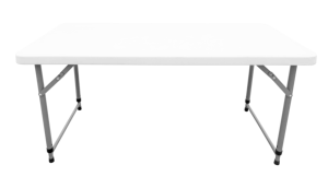 Mesa plegable Rectangular blanca de 4 pies para exteriores, sillas plegables de plástico para exteriores, mesa pequeña de plástico ajustable en altura - Product Image 3