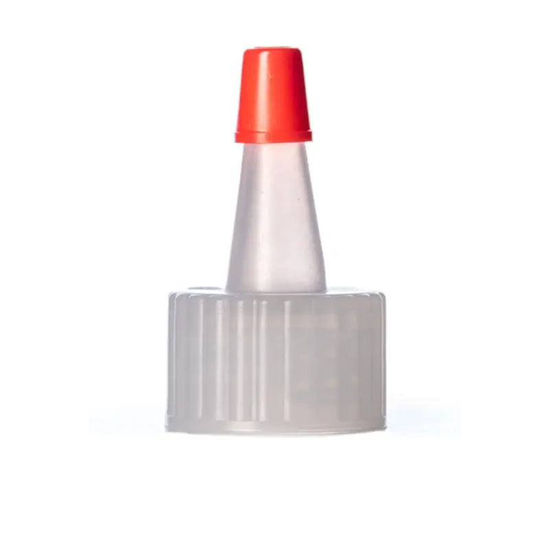 PP 20-410 מצולעים חצאית מראש קדח יורקר זרבובית עם אדום קצה פלסטיק בקבוק עבור דבק/יורקר/שיער המוליך/קטשופ/רוטב