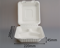 Emballage alimentaire moderne à 3 compartiments en bagasse biodégradable sans BPA, jetable, micro-ondable, 30 oz, pour plats à emporter