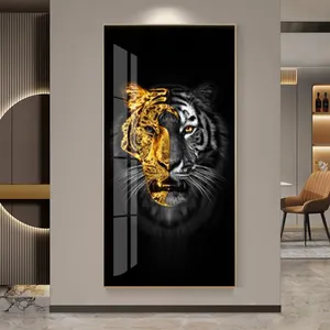 Fabriek Groothandel Muur Art Hd Uv Black Lion Kristal Porselein Dier Schilderen 2022
