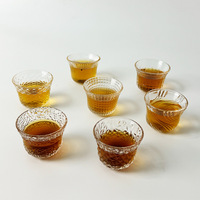 Groothandel 75ml Japanse stijl kristalglas theekopje met textuur, hoog borosilicaatglas, klein proefbekertje voor kantoor en thuisgebruik