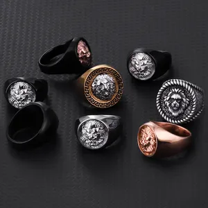 2024 Wholesale Custom Fashion Luxury Fine Jewelry Gold Plated Set Stainless Steel Finger Lion Head Rings For Men