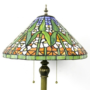 Lámpara de Pie LED de Vidrio Estampado Tradicional LongHuiJing con Pantalla Tiffany de Bronce, Iluminación de Lujo para el Hogar, Base E26 - Product Image 5