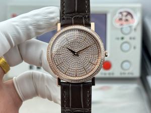 Montre mécanique unisexe de haute qualité avec cadran à aiguilles incrusté, boîtier en métal, bracelet en cuir PU - Product Image 1