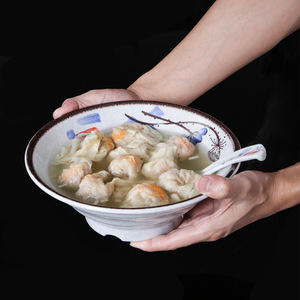 ชามเมลามีน A5 ชามพลาสติกทรงตื้น ลายพอร์ซเลน ชามก๋วยเตี๋ยวเย็น ชามซุป ชามสำหรับร้านอาหาร ขนาดใหญ่ หนา ทนทาน เหมาะสำหรับโรงแรม - Product Image 2