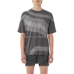 T-shirt Oversize da Uomo Tie-Dye Shibori a Righe Orizzontali, Lavaggio Vintage, Streetwear, Manica Corta, OEM - Product Image 5