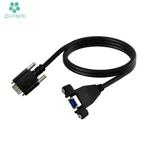Screw Panel Mount USB B Female to Micro B Male with M2 Screw Locking Cable USB Printer Extension Adapter Cable For Scanner Fax