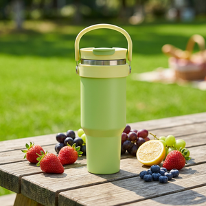 Vaso Térmico de Acero Inoxidable de Doble Pared, 40 oz, Clásico y Moderno, con Asa, Tapa Abatible, Antiderrames, Ecológico, Portátil, para Viajes - Product Image 1