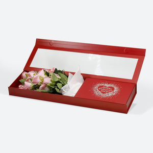 Premium <b>Empty</b> Red Color Rigid Magnetic Closure Flower Retail Packaging <b>Gift</b> <b>Boxes</b> with Lid - Product Image 6