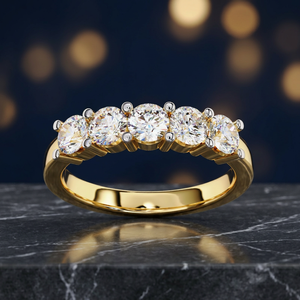Women's 14K Gold Plated Lab Grown <b>Diamond</b> <b>Ring</b> Round Brilliant Cut IGI Certified Luxury Classic Style Engagement <b>Ring</b> - Product Image 1