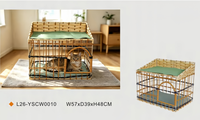 Maison pour chat tissée à la main USMILEPET, lit pour chat en osier à double couche, villa pour chat en rotin respirant, lit pour chat