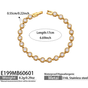 Pulsera de Zirconia Transparente de Lujo, Impermeable, de Acero Inoxidable Pulido, Chapada en Oro de 18K, para Mujer - Product Image 5