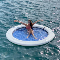 Hamac à eau flottant rond personnalisé en PVC Flotteur Chaise longue de piscine Hamac à eau gonflable portable avec maille