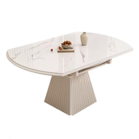 Table et chaises de salle à manger modernes rétractables, rondes et carrées, à double usage, en dalle de roche, avec pieds robustes, adaptées aux restaurants