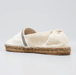Espadrilles blanches à bout fermé pour femmes, chaussures en toile plates, décontractées et personnalisées, vente en gros, - Product Image 3
