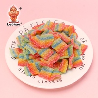 Lechao Factory Sour Licorice Chewy Gummy Candy Supply Halal Bulk Fruit Flavor Sour Belts With Sugar Coating for Sale