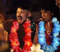 Collier Lumineux Hawaii Noël Led Light Collier Fleur Hawaïenne Lei Hula Graduation Collier Fleur Leis Guirlande