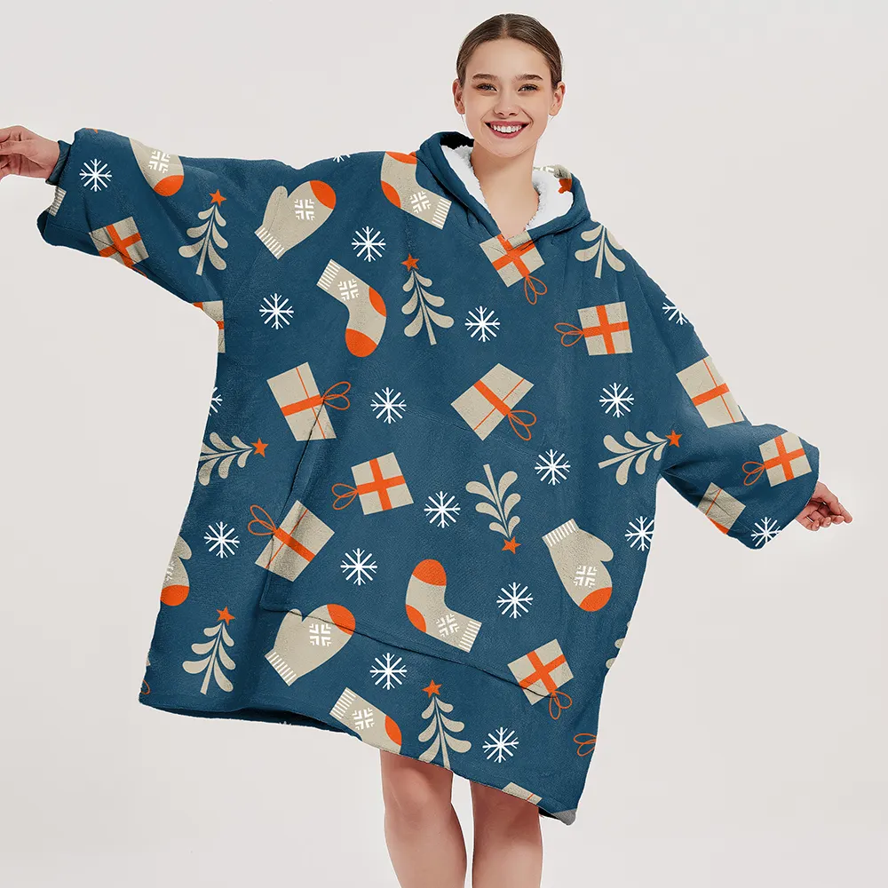 Big Fluffy Hoodie Blanket Customizable Sherpa Personalised Hoodie Blanket For Christmas