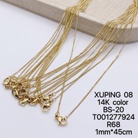 Chaîne de collier XUPING en or 14 carats pour femme, maillons serpent, mode, vente en gros, superposée, usage quotidien, cadeau, fournisseur OEM