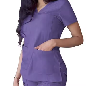 Mode unisexe confort extensible Polyester Spandex uniformes d'hôpital soins infirmiers médicaux gommage ensembles Salons de beauté gommages uniforme - Product Image 3