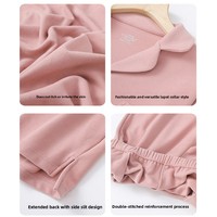 Bayan Lüks Pijama Pantolon Kış Çentikli Yaka Alman Polar Termal Polar Astarlı Kalınlaştırılmış Uzun Kollu Üst Pantolon Takımı