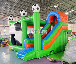 Castello Gonfiabile Multifunzionale con Scivolo e Area Salto a Tema Calcio per Feste in Giardino - Product Image 3
