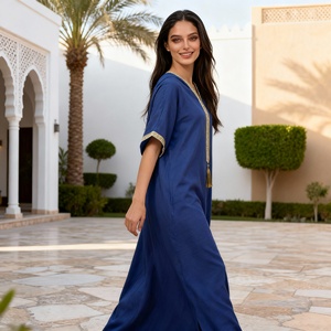 Nouvelle robe longue modeste de style Dubaï, en tissu de haute qualité, avec des paillettes, Abaya pour femmes musulmanes, fournisseur - Product Image 4