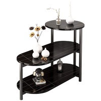 Table d'appoint ovale moderne à 3 niveaux avec bord épais, table basse portable pour salon, mobilier écologique