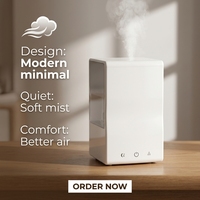 Humidificateur d'air ultrasonique intelligent 2 en 1, purificateur, fabricant, vente en gros, humidificateur pour la maison, la chambre à coucher, réservoir d'eau de 4 L