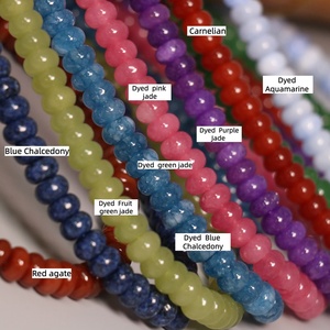 <span class=keywords><strong>Bracciale</strong></span> Estivo Unisex <span class=keywords><strong>con</strong></span> Perline Rondelle di <span class=keywords><strong>Giada</strong></span> Acquamarina Tinta 5*8MM e Chiusura a Gancio in Ottone Dorato, Miglior Regalo per San Valentino - Product Image 3