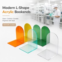 Lot d'entretoises à livres transparentes en acrylique en forme de L, support de bureau moderne et clair pour étagère, organisateur de livres pour la maison et le bureau, 6 mm