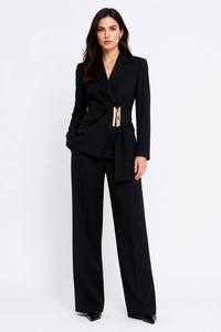 Conjunto de Traje de 2 Piezas para <span class=keywords><strong>Mujer</strong></span>, <span class=keywords><strong>Blazer</strong></span> con Detalle de Hebilla y Pantalones de Pierna Recta, 6 Colores, Atuendo de Oficina para Dama, Tallas XS-L, Solo <span class=keywords><strong>Blazer</strong></span>/Conjunto Completo - Product Image 4