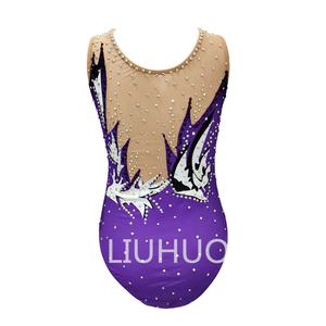 Pour LIUHUO <span class=keywords><strong>justaucorps</strong></span> de compétition d'entraînement de gymnastique personnalisable pour enfants maillots de bain synchronisés en couleur violette pour enfants - Product Image 3