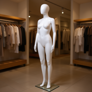 Mannequin femme corps entier avec tête, base en verre plastique, 68,9 pouces, pose debout, pour présentation de vêtements - Product Image 2