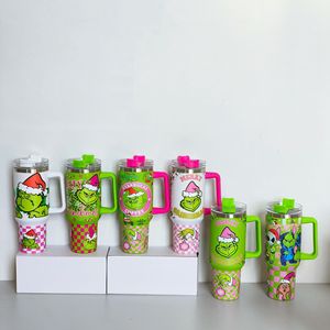 Mug de voiture 40 oz <span class=keywords><strong>Grinch</strong></span> en acier inoxydable 304, gobelet isotherme créatif, tasse à café, bouteille d'eau pour sports de plein air - Product Image 2