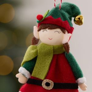 Poupées en peluche de Noël artisanales écologiques rouges et vertes, elfes et anges, décorations de Noël uniques - Product Image 3