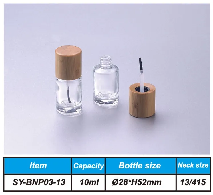 Пользовательские уникальные пустые стеклянные бутылки из Букового дерева для лака для ногтей с крышкой для кисти