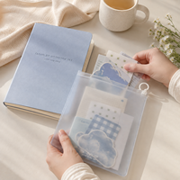 Juego de Cuadernos Personalizados LABON, Cubierta de PU Suave, Color Azul Claro, Texto en Lámina Plateada, Bolsa con Cierre Esmerilado, Cinta Marcapáginas, Papelería de Regalo, OEM, ODM