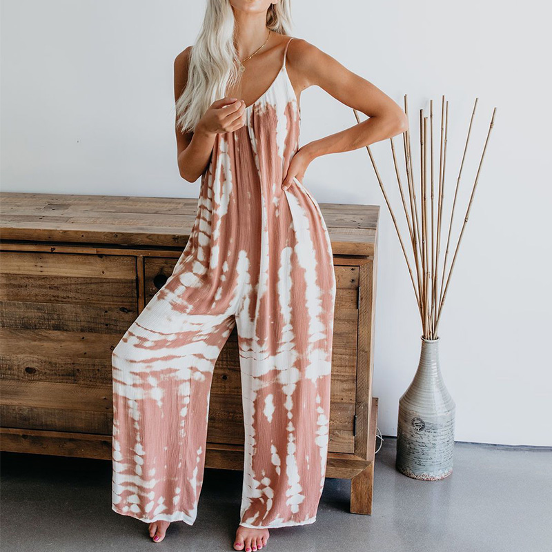 Tuta lunga boho rosa stile harem
