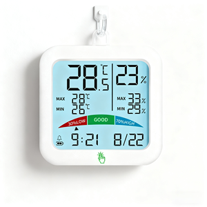 Termo-Igrometro <span class=keywords><strong>Digitale</strong></span> con Funzione di Allarme Orologio da Parete in Plastica con Monitoraggio di Umidità e Temperatura - Product Image 1
