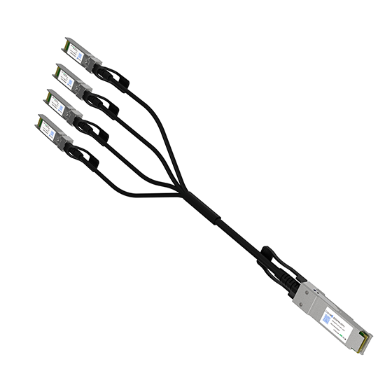 1m 40G QSFP+ to 4 X 10G SFP+ 4x 10G Ethernet Passive Direct Attach Copper Breakout Cable for Host Adapters Switches Servers