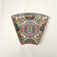 Ensemble de vaisselle en céramique bohème 9 "plateau Vintage peint à la main plateau de repas ménage lumière luxe Dessert assiette de service